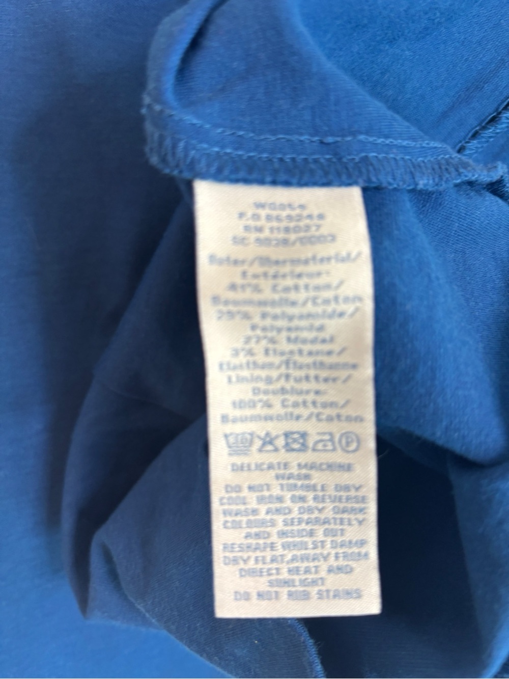 Boden Blue Fit & Flare Knit Dress V-Neck 3/4 Sleeve Women's UK 12R US 8 - Picture 8 of 8